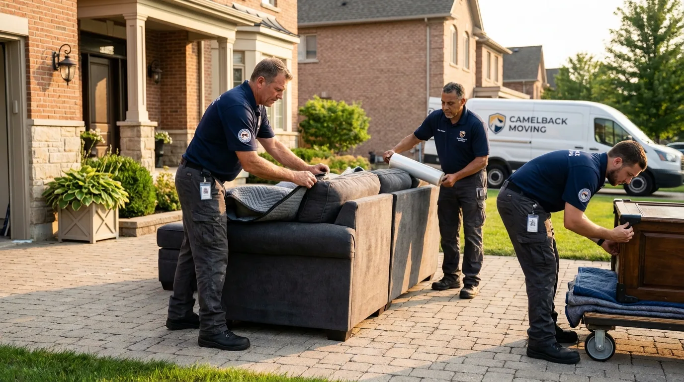Large estate moving crew wrapping furniture in Milford, NE