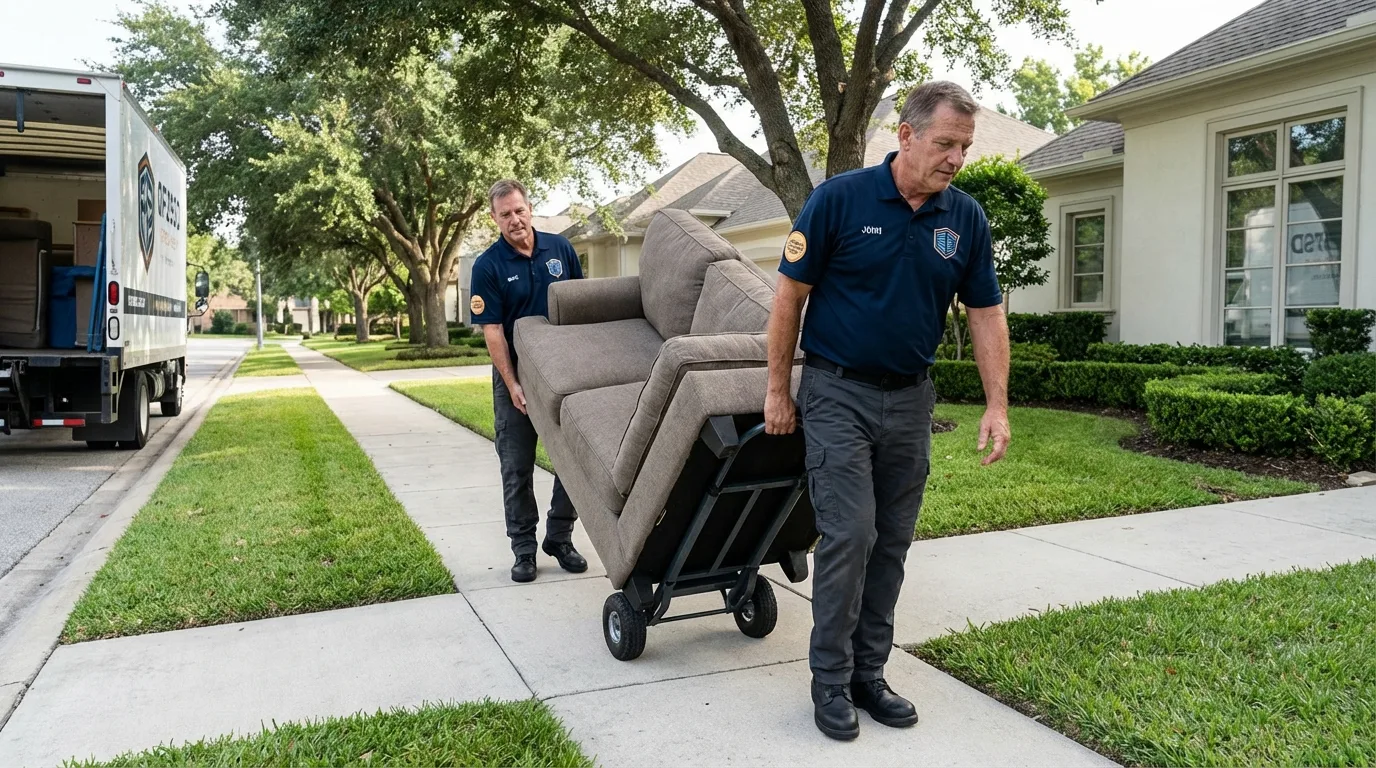 Local residential moving crew loading furniture in Milford, NE